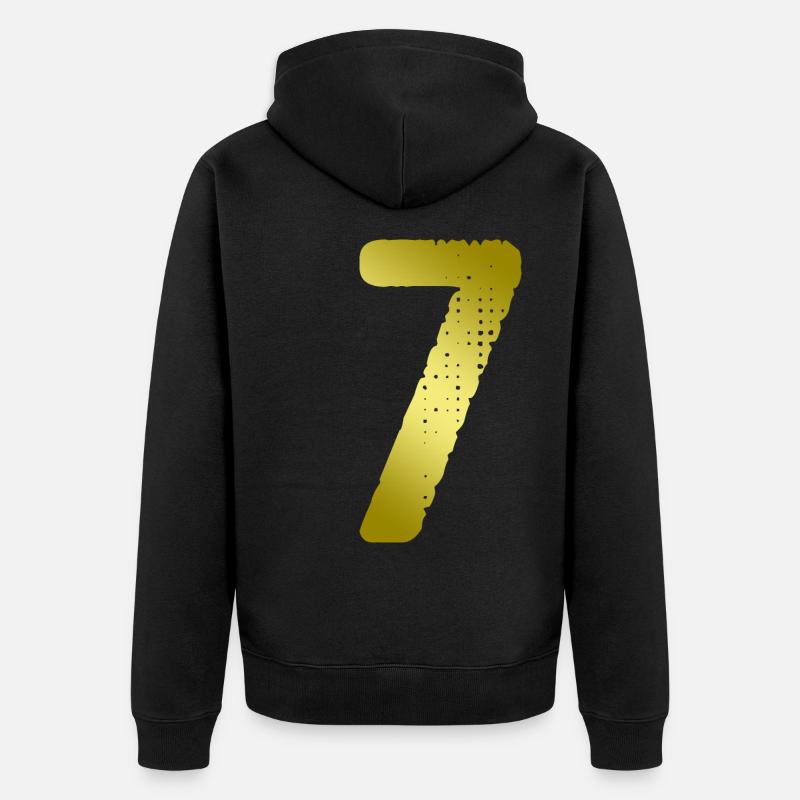 7 Maillot numéro - Veste à capuche bio Premium Unisexe - noir