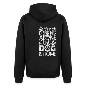 it's not drinking alone if the dog is home - Unisex Premium Bio Zip Hoodie - Schwarz - Hinten - Nico (187cm)
