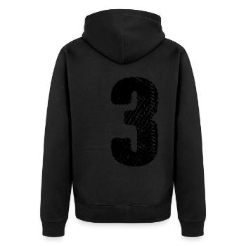 Maillot numéro 3 - Veste à capuche bio Premium Unisexe - noir - Dos - Nico (187cm)