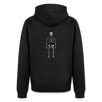 Skelett Comic Halloween - Unisex Premium Bio Zip Hoodie - Schwarz - Hinten - Nico (187cm)