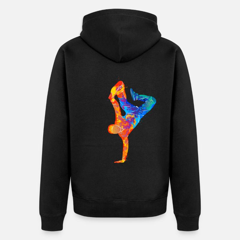 Break Dance Silhouette - Veste à capuche bio Premium Unisexe - noir