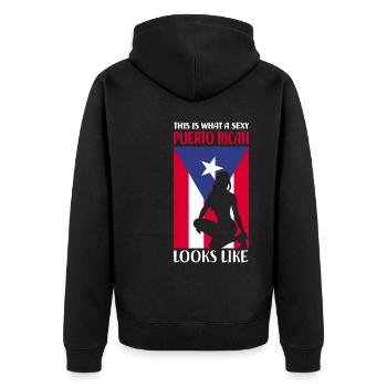 Puerto Rico Geschenkidee | Puerto Ricaner Heimat - Unisex Premium Bio Zip Hoodie - Schwarz - Hinten - Nico (187cm)