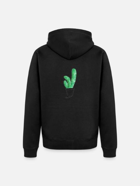 My little Green Cactus - Unisex Premium Organic Zip Hoodie - black