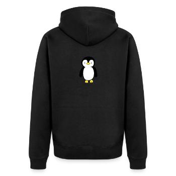 Pinguin - Unisex Premium Bio Zip Hoodie - Schwarz - Hinten - Nico (187cm)