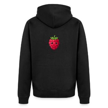 Kawaii Himbeere Geschenkidee Weihnachten  - Unisex Premium Bio Zip Hoodie - Schwarz - Hinten - Nico (187cm)
