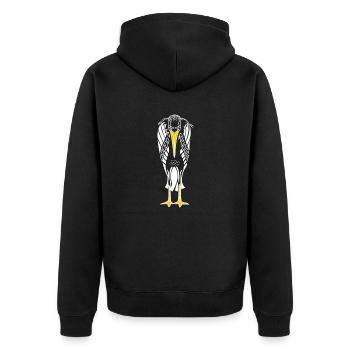 Marabu / Marabou Stork (E, DDP) - Unisex Premium Bio Zip Hoodie - Schwarz - Hinten - Nico (187cm)