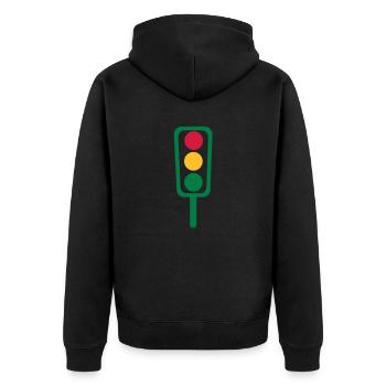 Ampel - Unisex Premium Bio Zip Hoodie - Schwarz - Hinten - Nico (187cm)