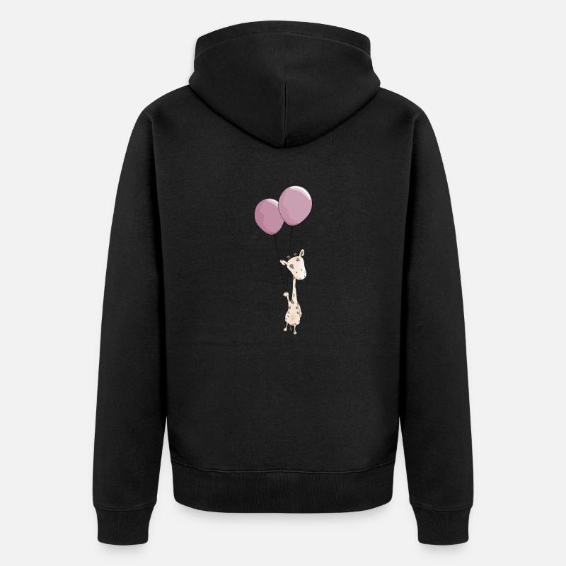 Petit Giiraffe avec ballon - Veste à capuche bio Premium Unisexe - noir