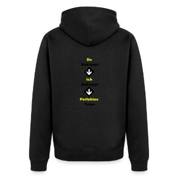 Lustige Sprüche Spruch - Unisex Premium Bio Zip Hoodie - Schwarz - Hinten - Nico (187cm)