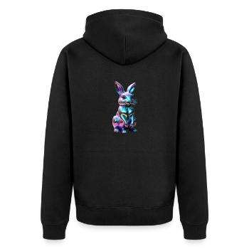 Bunny Rainbow - Unisex Premium Bio Zip Hoodie - Schwarz - Hinten - Nico (187cm)