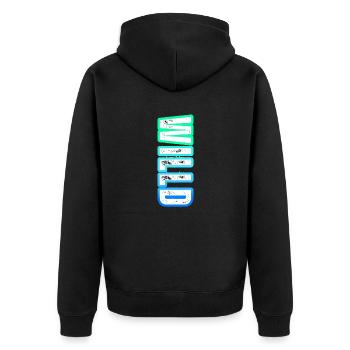 wILLd – Neon Style and Strong Will - Unisex Premium Organic Zip Hoodie - black - Back - Nico (187cm)