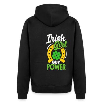 Une fille irlandaise célèbre la Saint-Patrick en Irlande - Veste à capuche bio Premium Unisexe - noir - Dos - Nico (187cm)
