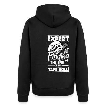 Expert at Finding the End of the Tape Roll Funny - Unisex Premium Organic Zip Hoodie - black - Back - Nico (187cm)