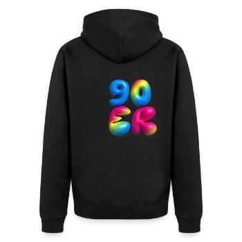 90s,retro,balloons,3d,90s,colorful - Unisex Premium Organic Zip Hoodie - black - Back - Nico (187cm)