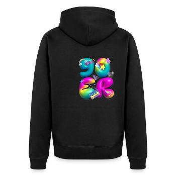 90s,retro,balloons,3d,90s,colorful - Unisex Premium Organic Zip Hoodie - black - Back - Nico (187cm)