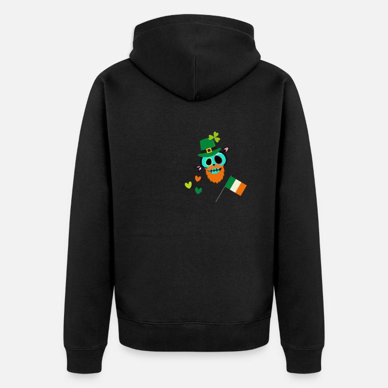 trèfle, trèfles, ire, crâne - Veste à capuche bio Premium Unisexe - noir
