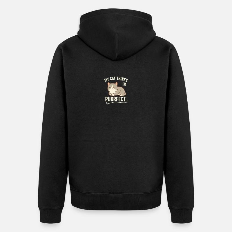 Chat Purrfect pense que je suis parfait - Veste à capuche bio Premium Unisexe - noir