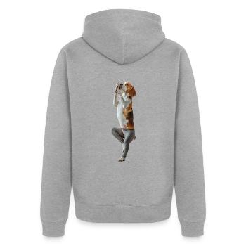 Beagle - Unisex Premium Bio Zip Hoodie - Grau meliert - Hinten - Nico (187cm)
