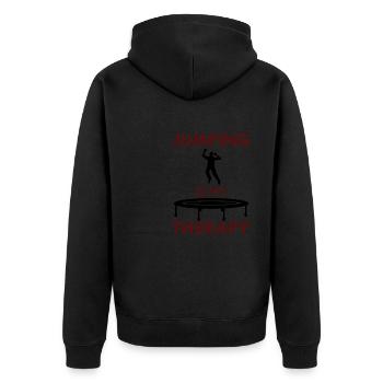 Jumping as Therapy Trampoline Jumper - Unisex Premium Organic Zip Hoodie - black - Back - Nico (187cm)