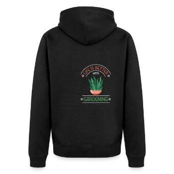 Leben mit Gartenpflanzen Naturliebhaber Gärtner - Unisex Premium Bio Zip Hoodie - Schwarz - Hinten - Nico (187cm)