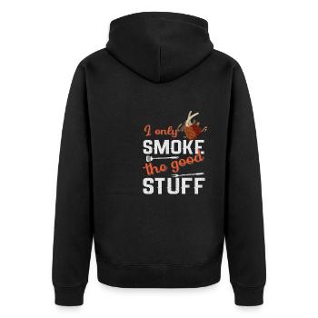 Lustiger Grill-Spruch I Grillen Motiv - Unisex Premium Bio Zip Hoodie - Schwarz - Hinten - Nico (187cm)