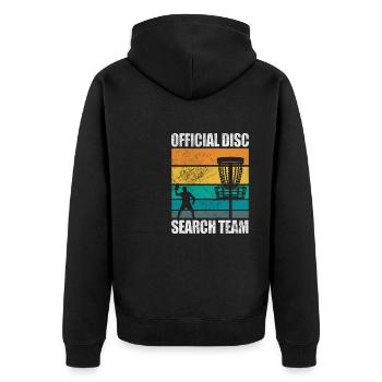 Official Disc Search Team Disc Throwing Folf - Unisex Premium Bio Zip Hoodie - Schwarz - Hinten - Nico (187cm)