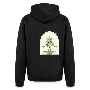 « Je propagerais ça » - Gardener’s Humor Indoor - Veste à capuche bio Premium Unisexe - noir - Dos - Nico (187cm)