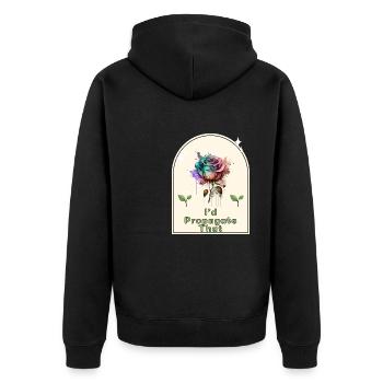 « Je propagerais ça » - Gardener’s Humor Indoor - Veste à capuche bio Premium Unisexe - noir - Dos - Nico (187cm)