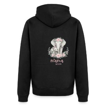 Mama 2024 Elephant Floral Wreath Celebration - Unisex Premium Bio Zip Hoodie - Schwarz - Hinten - Nico (187cm)