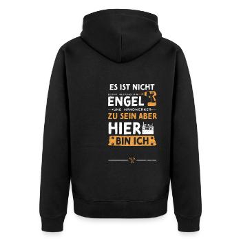 Es Ist Nicht Leicht Gleichzeitig... - Unisex Premium Bio Zip Hoodie - Schwarz - Hinten - Nico (187cm)