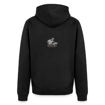 Sensi-Merch - Unisex Premium Bio Zip Hoodie - Schwarz - Hinten - Nico (187cm)