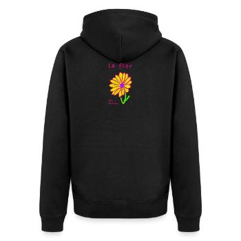 Die Blume auf Spanisch - Unisex Premium Bio Zip Hoodie - Schwarz - Hinten - Nico (187cm)