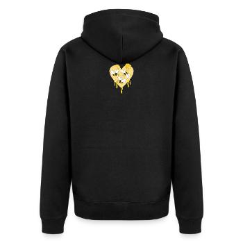 Honigbiene, Waben - Unisex Premium Bio Zip Hoodie - Schwarz - Hinten - Nico (187cm)