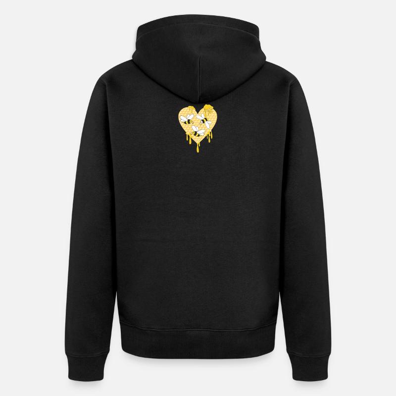 Honigbiene, Waben - Unisex Premium Bio Zip Hoodie - Schwarz