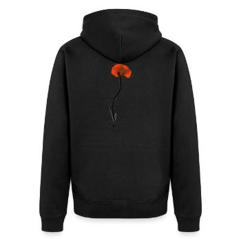 Mohn(tag) - Unisex Premium Bio Zip Hoodie - Schwarz - Hinten - Nico (187cm)