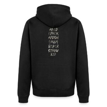 ABC Spruch fuck AFD Politik Wahlkampf Schrift - Unisex Premium Bio Zip Hoodie - Schwarz - Hinten - Nico (187cm)