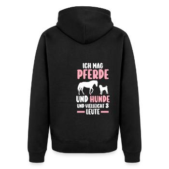 Pferd Hund Pferde Liebhaber Geschenk - Unisex Premium Bio Zip Hoodie - Schwarz - Hinten - Nico (187cm)