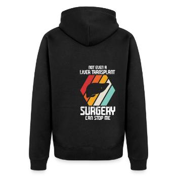 Lebertransplantation Chirurgie Lebertransplantatio - Unisex Premium Bio Zip Hoodie - Schwarz - Hinten - Nico (187cm)
