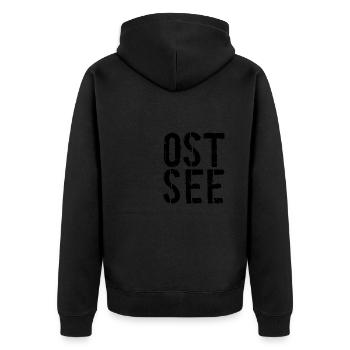 Ostsee-Liebe, Ostsee-Fans - Unisex Premium Bio Zip Hoodie - Schwarz - Hinten - Nico (187cm)