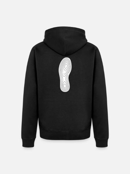 Concentric Footprint Sole Art Hiking Camping - Unisex Premium Organic Zip Hoodie - black