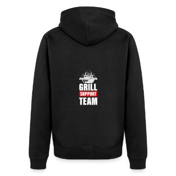 Grill Support Team Grillen - Unisex Premium Bio Zip Hoodie - Schwarz - Hinten - Nico (187cm)
