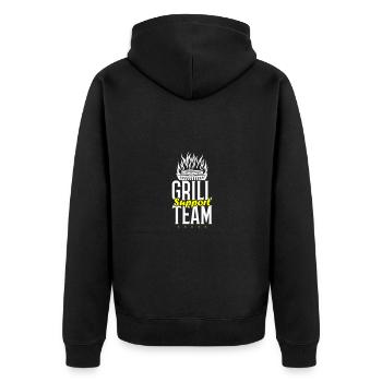 Grill Support Team - Unisex Premium Bio Zip Hoodie - Schwarz - Hinten - Nico (187cm)