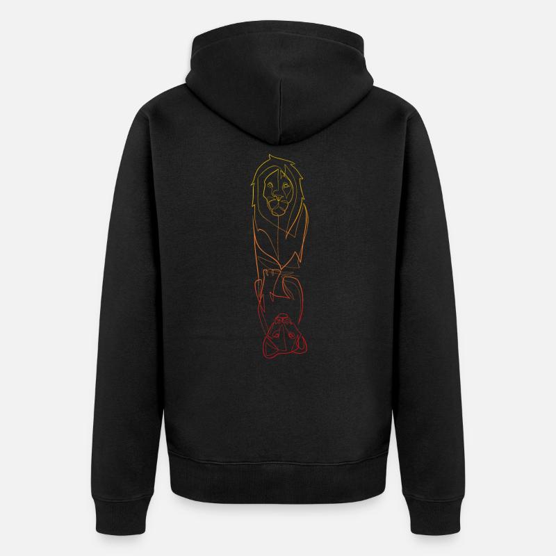 Lion & Lionceau lineart - Veste à capuche bio Premium Unisexe - noir