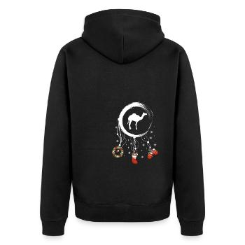 Kamel Weihnachten Weihnachtstraumfänger - Unisex Premium Bio Zip Hoodie - Schwarz - Hinten - Nico (187cm)