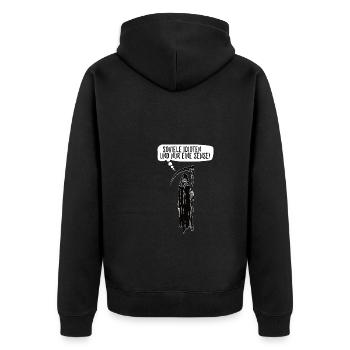 Soviele Idioten und nur eine Sense Sensenmann - Unisex Premium Bio Zip Hoodie - Schwarz - Hinten - Nico (187cm)