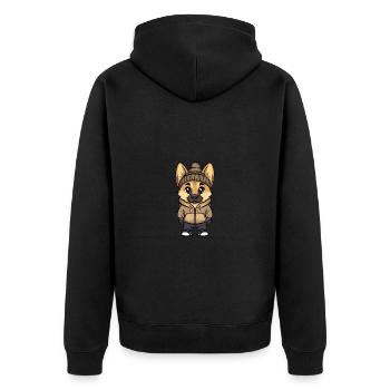 Schäferhund Hund Stylisch - Unisex Premium Bio Zip Hoodie - Schwarz - Hinten - Nico (187cm)