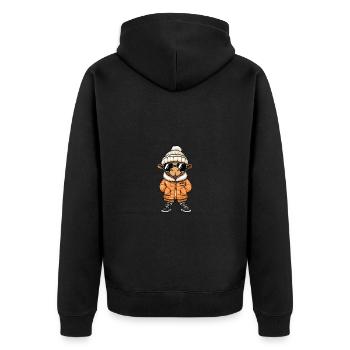 Kamel Winter - Unisex Premium Bio Zip Hoodie - Schwarz - Hinten - Nico (187cm)