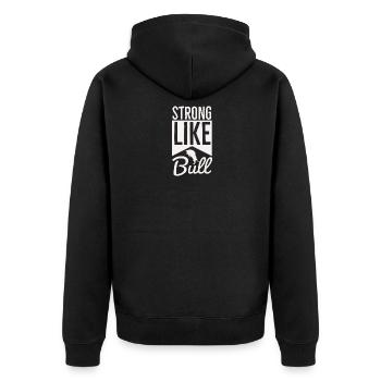 Strong Like Bull - Routine d’entraînement - Veste à capuche bio Premium Unisexe - noir - Dos - Nico (187cm)