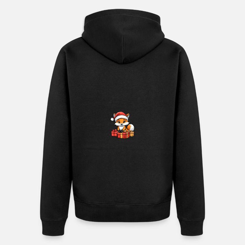 Fuchs Weihnachten Comic Geschenke - Unisex Premium Bio Zip Hoodie - Schwarz
