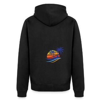 Palme Strand Sonne - Unisex Premium Bio Zip Hoodie - Schwarz - Hinten - Nico (187cm)